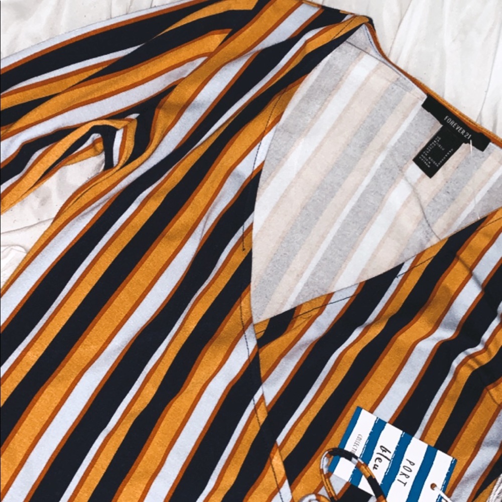 Strip criss cross shirt